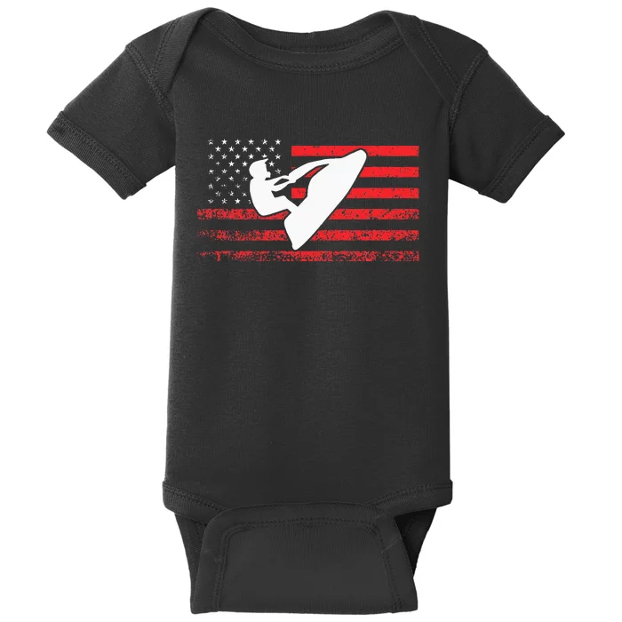 Jet Ski American Flag Funny Jet Skiing Gifts Baby Bodysuit