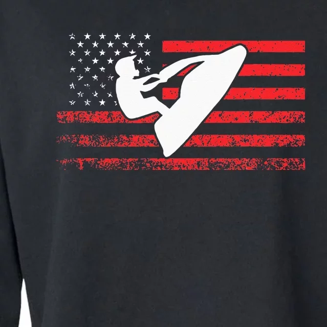 Jet Ski American Flag Funny Jet Skiing Gifts Cropped Pullover Crew