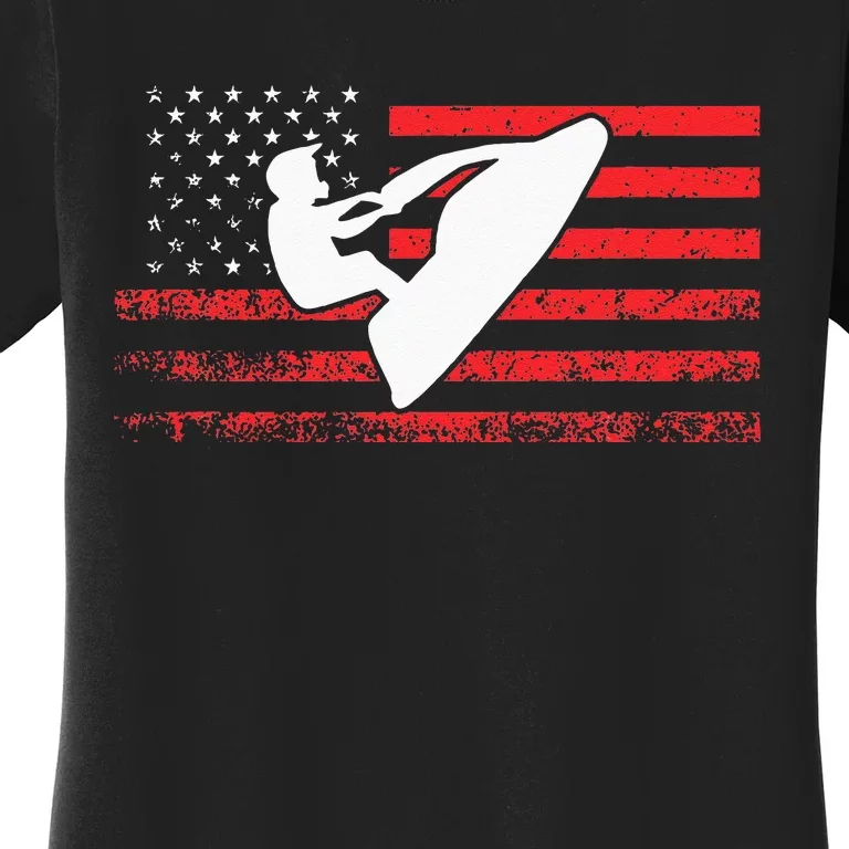 Jet Ski American Flag Funny Jet Skiing Gifts Women's T-Shirt