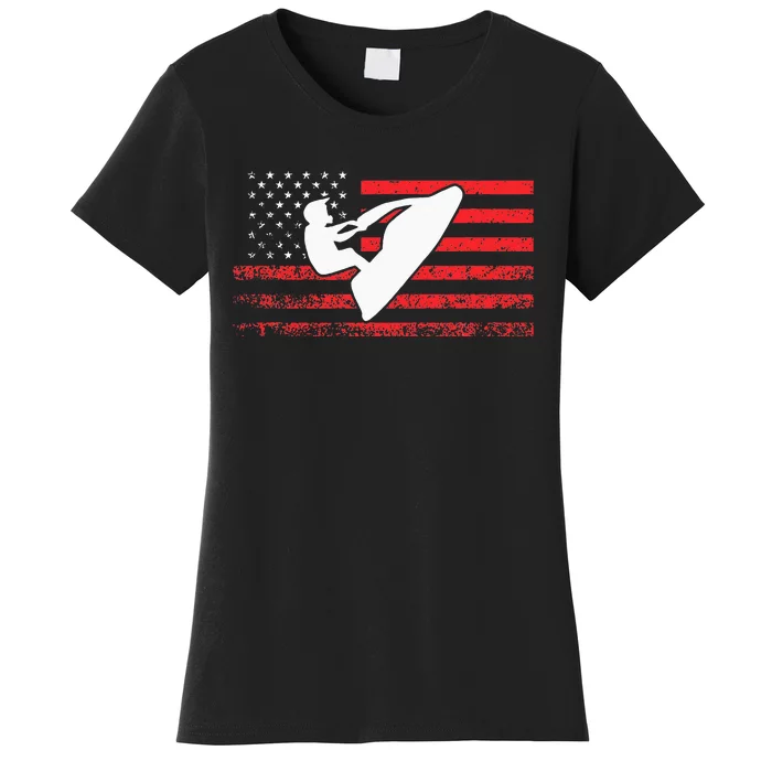 Jet Ski American Flag Funny Jet Skiing Gifts Women's T-Shirt