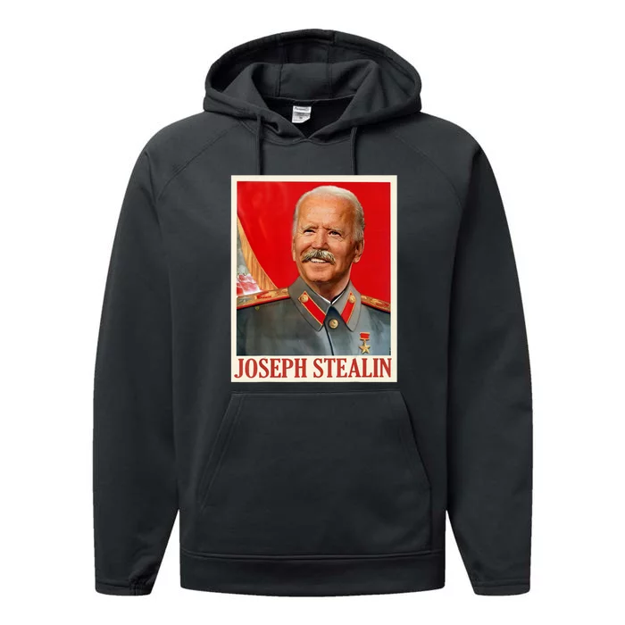 Joseph Stealin Anti Joe Biden Funny Performance Fleece Hoodie