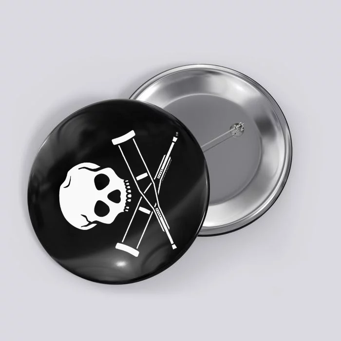 Jackass Skull And Crutches Button