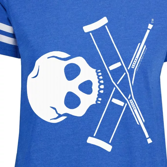 Jackass Skull And Crutches Enza Ladies Jersey Football T-Shirt