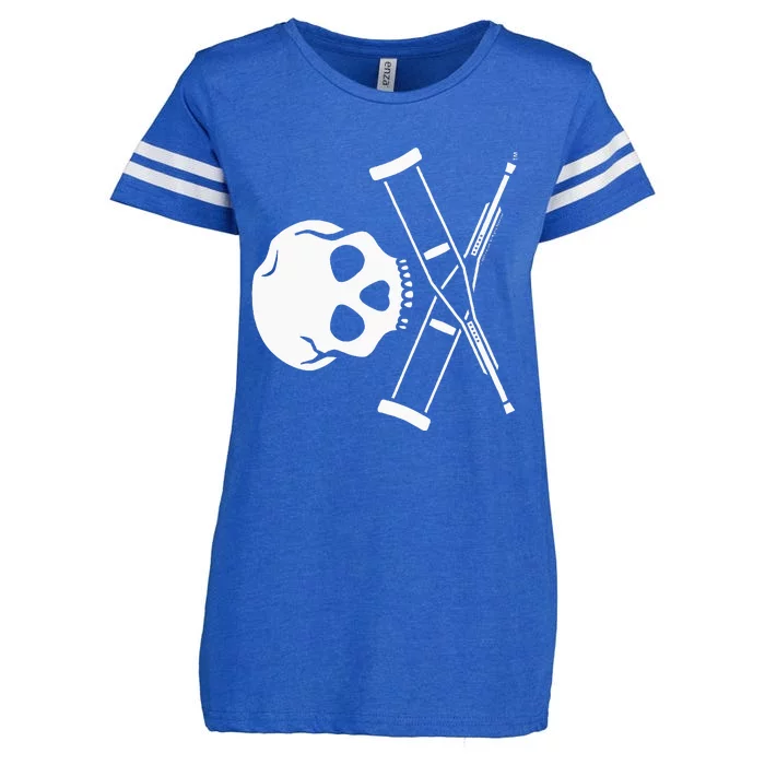 Jackass Skull And Crutches Enza Ladies Jersey Football T-Shirt