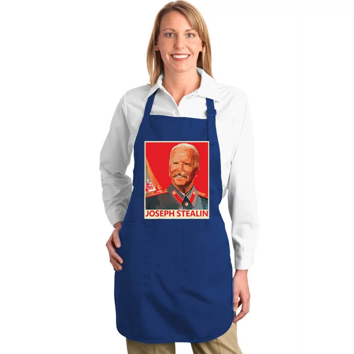 Joseph Stealin Anti Joe Biden Funny Biden Full-Length Apron With Pocket