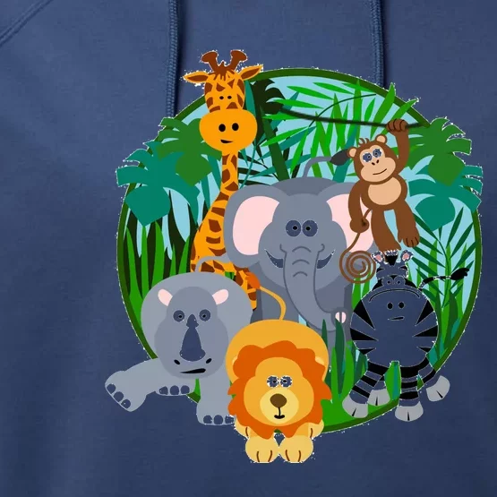 Jungle Safari Animals Performance Fleece Hoodie