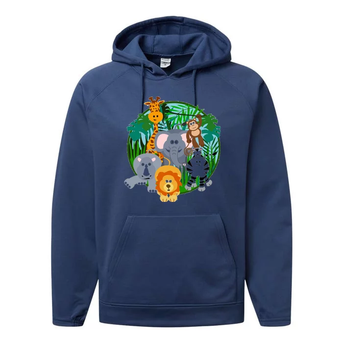 Jungle Safari Animals Performance Fleece Hoodie