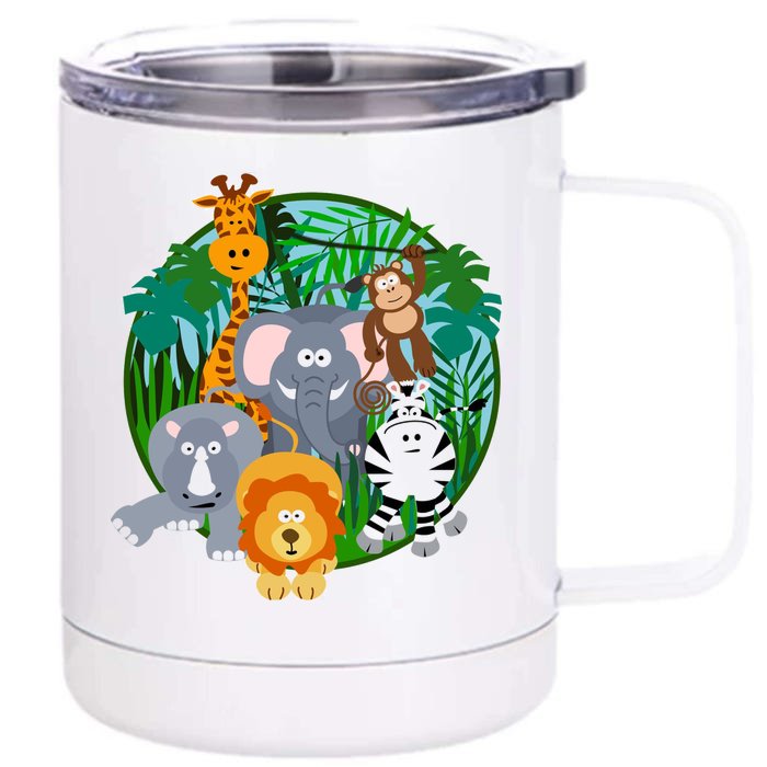 Jungle Safari Animals Front & Back 12oz Stainless Steel Tumbler Cup