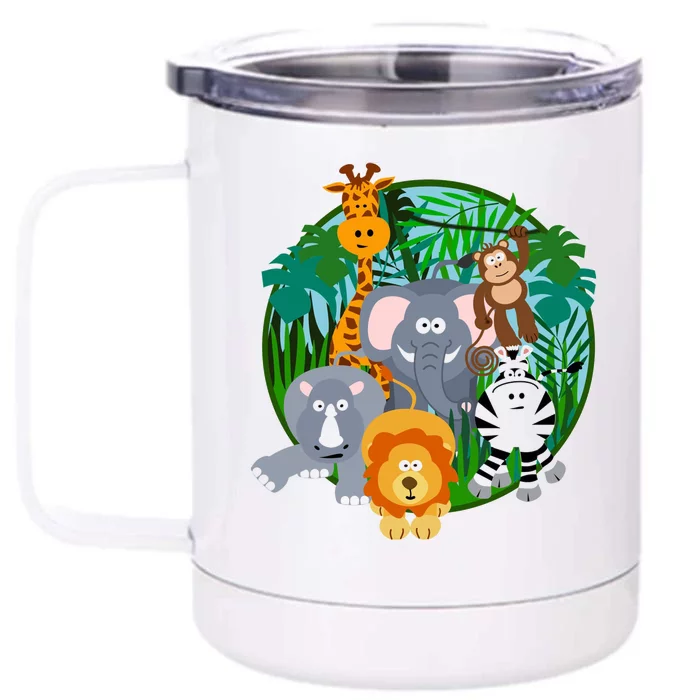 Jungle Safari Animals Front & Back 12oz Stainless Steel Tumbler Cup