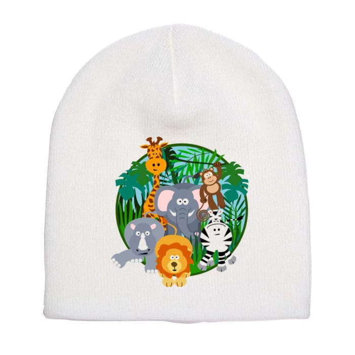 Jungle Safari Animals Short Acrylic Beanie