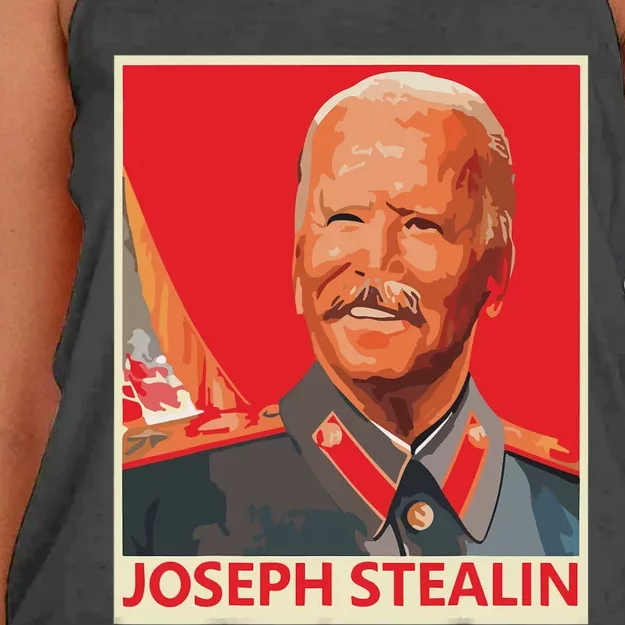 Joseph Stealin Anti Joe Biden Funny Anti Biden Women's Knotted Racerback Tank