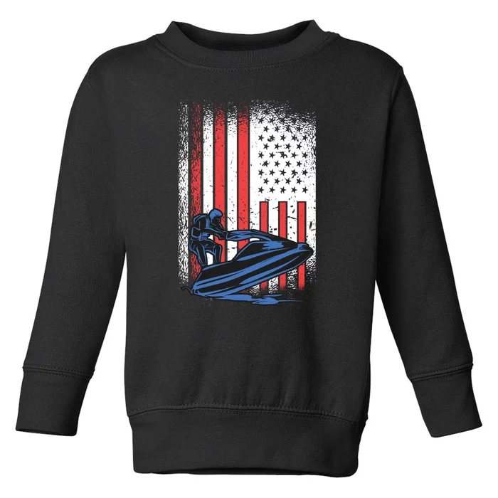 Jet Ski American Flag Jet Ski Lover Water Sports Gift Toddler Sweatshirt