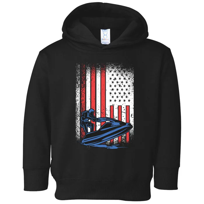 Jet Ski American Flag Jet Ski Lover Water Sports Gift Toddler Hoodie