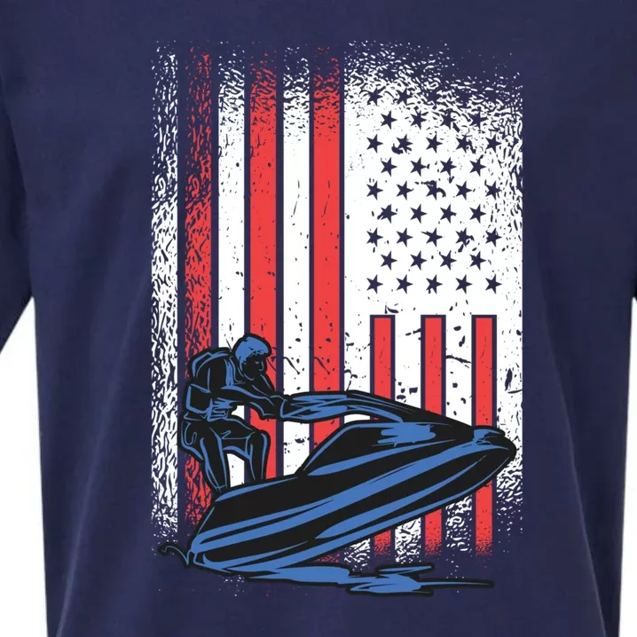 Jet Ski American Flag Jet Ski Lover Water Sports Gift Sueded Cloud Jersey T-Shirt