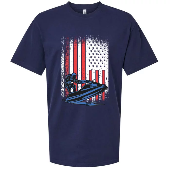 Jet Ski American Flag Jet Ski Lover Water Sports Gift Sueded Cloud Jersey T-Shirt