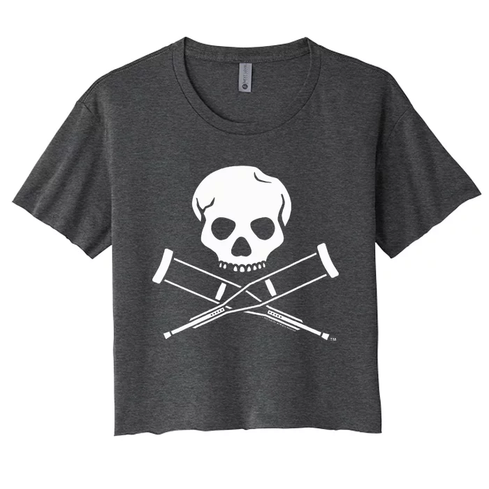 Jackass Skull And Crutches Women's Crop Top Tee