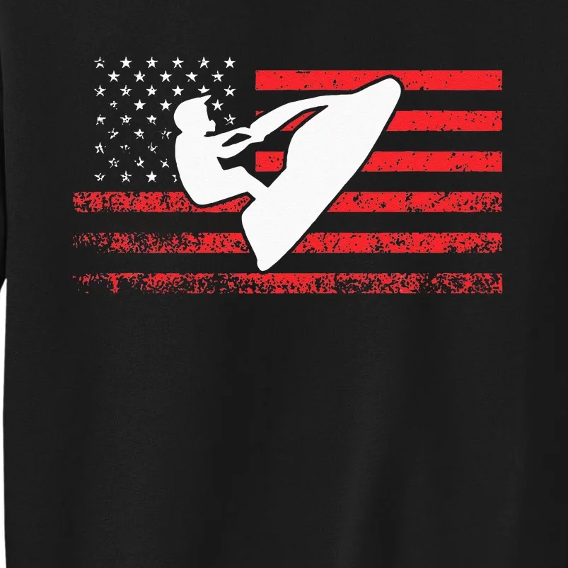 Jet Ski American Flag Funny Jet Skiing Gifts Tall Sweatshirt