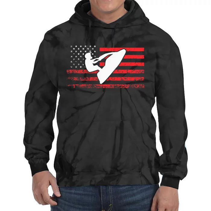 Jet Ski American Flag Funny Jet Skiing Gifts Tie Dye Hoodie