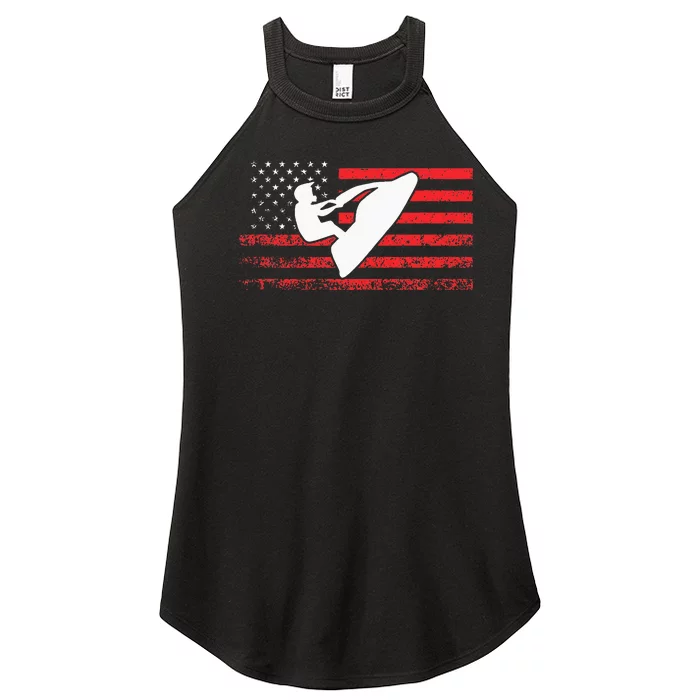 Jet Ski American Flag Funny Jet Skiing Gifts Women’s Perfect Tri Rocker Tank