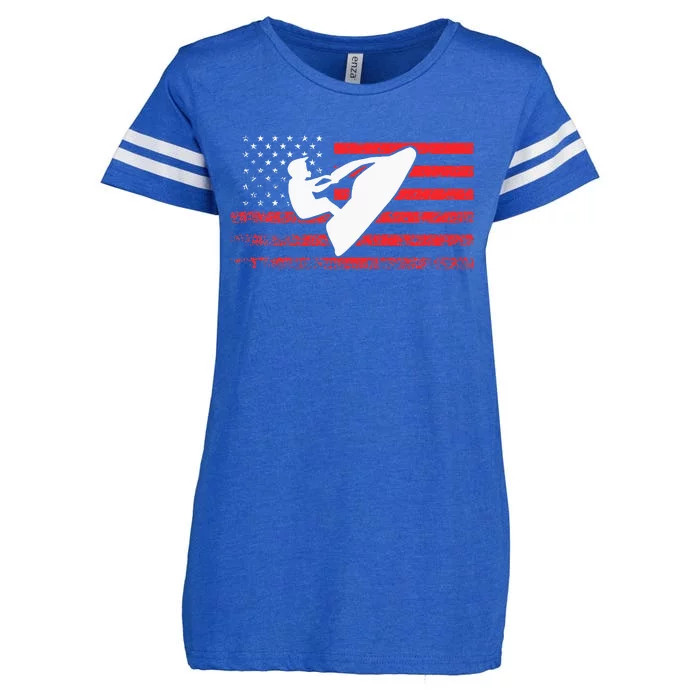 Jet Ski American Flag Funny Jet Skiing Gifts Enza Ladies Jersey Football T-Shirt