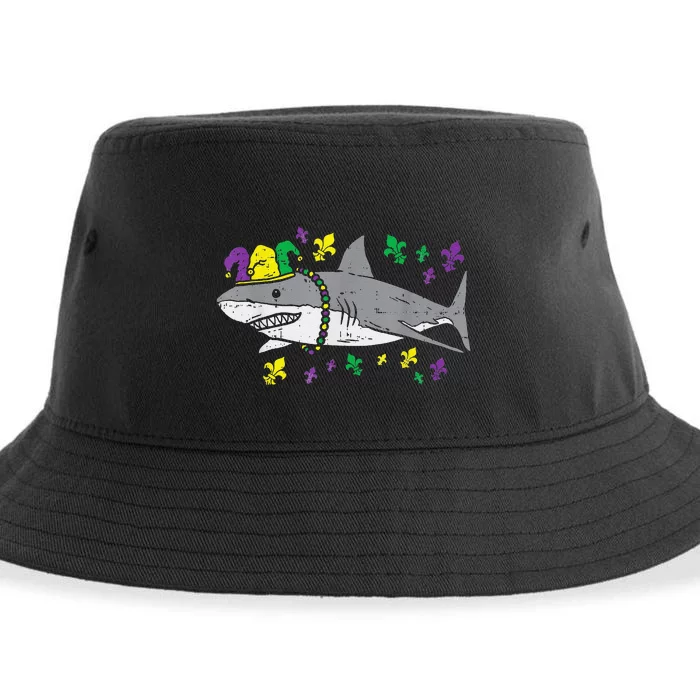 Jester Shark Animal Lover Funny Mardi Gras Carnival Sustainable Bucket Hat