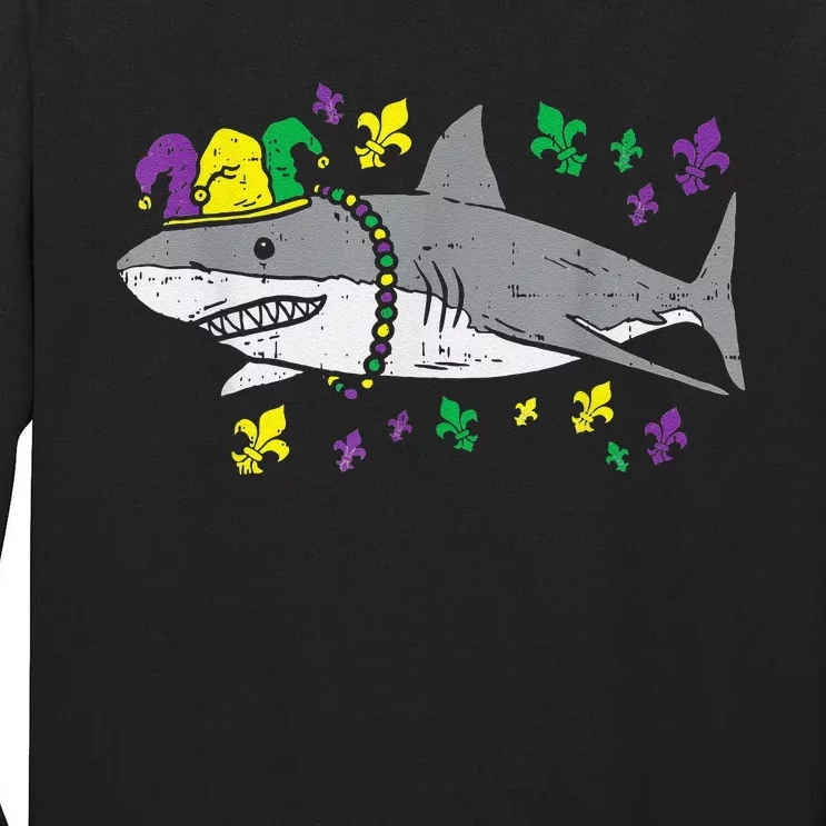 Jester Shark Animal Lover Funny Mardi Gras Carnival Tall Long Sleeve T-Shirt