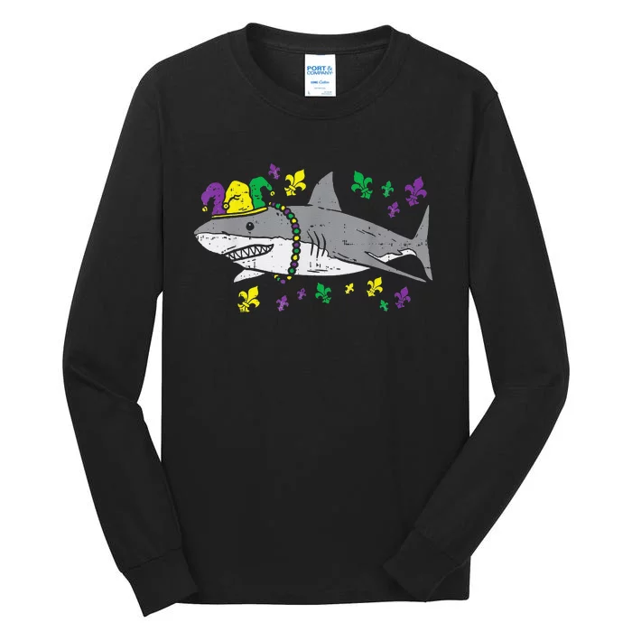 Jester Shark Animal Lover Funny Mardi Gras Carnival Tall Long Sleeve T-Shirt