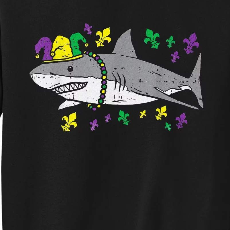 Jester Shark Animal Lover Funny Mardi Gras Carnival Tall Sweatshirt