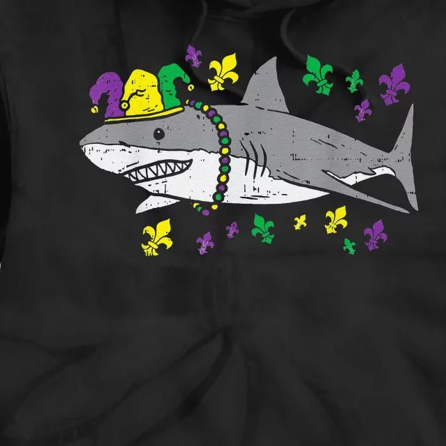 Jester Shark Animal Lover Funny Mardi Gras Carnival Tie Dye Hoodie