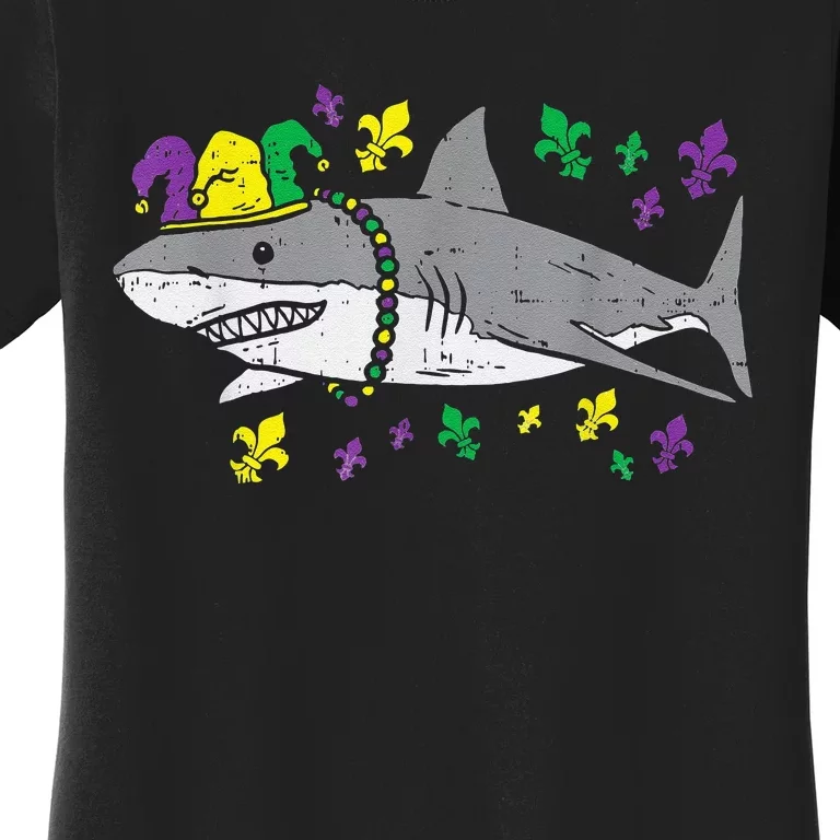 Jester Shark Animal Lover Funny Mardi Gras Carnival Women's T-Shirt