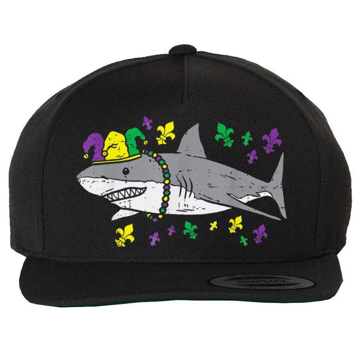 Jester Shark Animal Lover Funny Mardi Gras Carnival Wool Snapback Cap