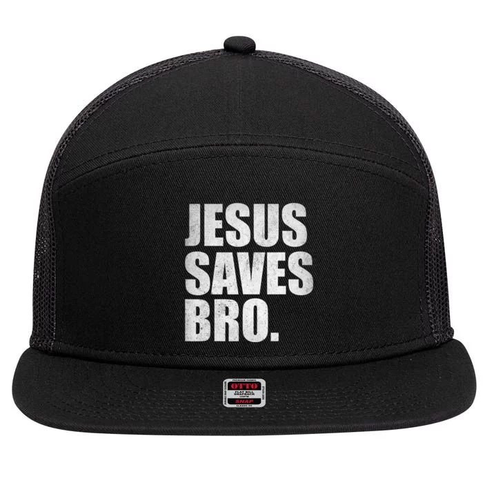 Jesus Saves Bro Vintage Christian Religion 7 Panel Mesh Trucker Snapback Hat