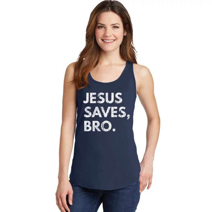 Jesus Saves Bro Vintage Pro Christian Religious Believer Ladies Essential Tank