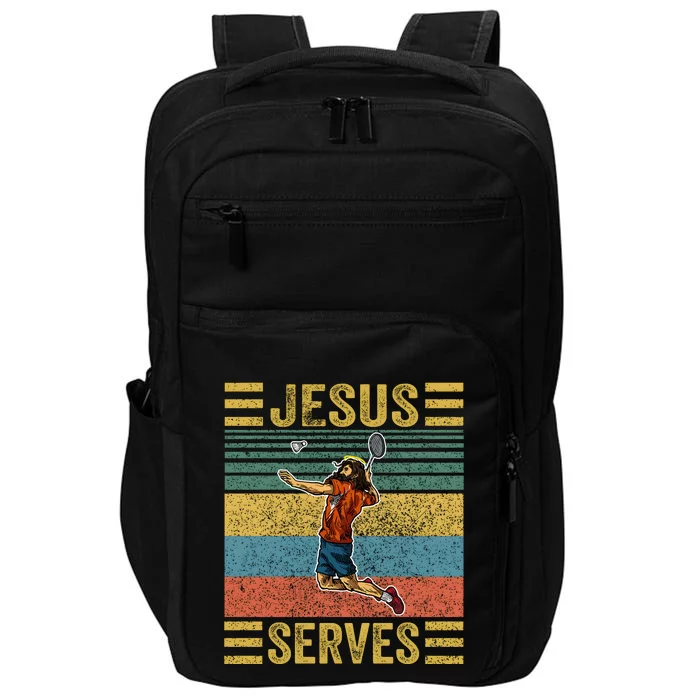 Jesus Serves Badminton Vintage Impact Tech Backpack