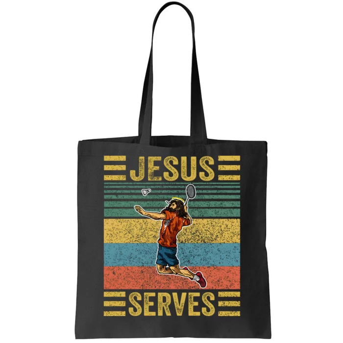 Jesus Serves Badminton Vintage Tote Bag