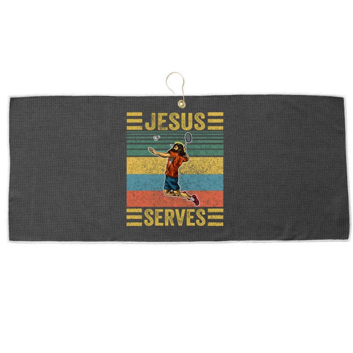 Jesus Serves Badminton Vintage Large Microfiber Waffle Golf Towel