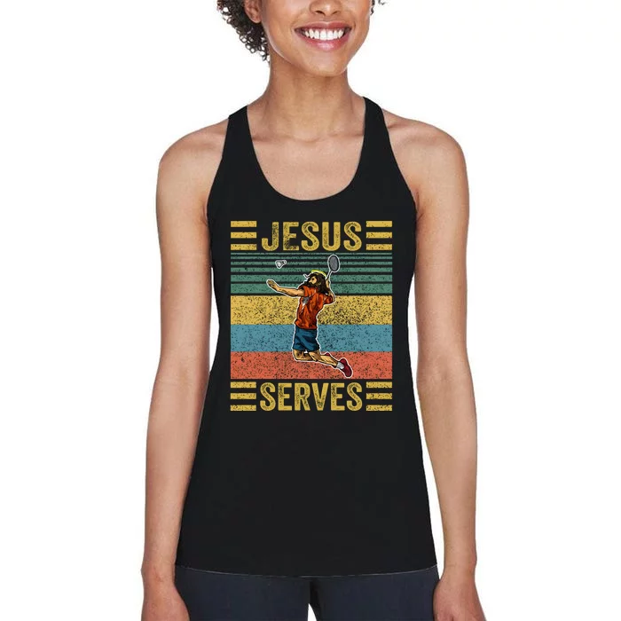 Jesus Serves Badminton Vintage Women's Racerback Tank