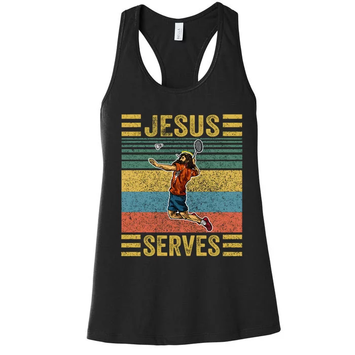 Jesus Serves Badminton Vintage Women's Racerback Tank