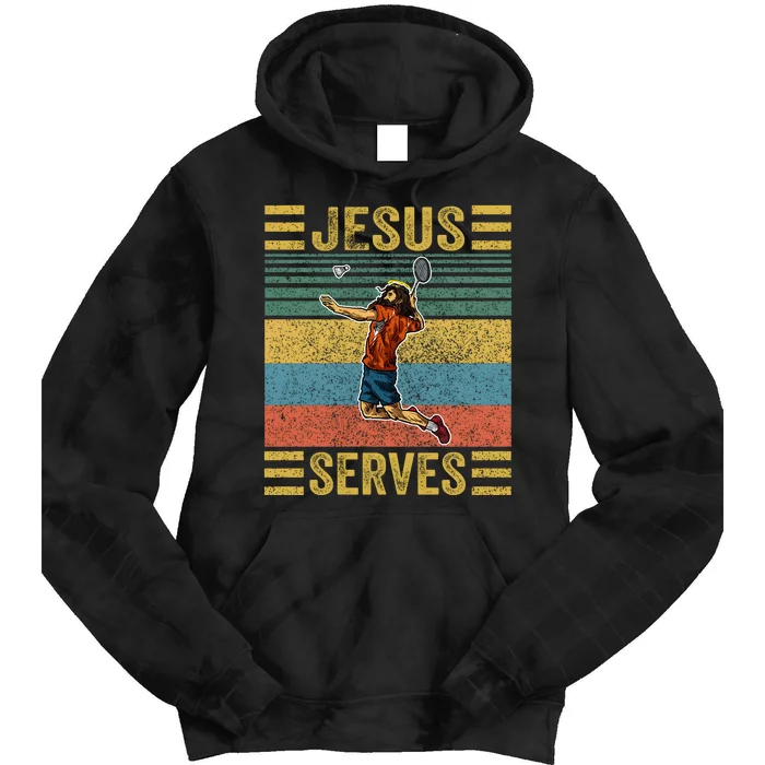 Jesus Serves Badminton Vintage Tie Dye Hoodie