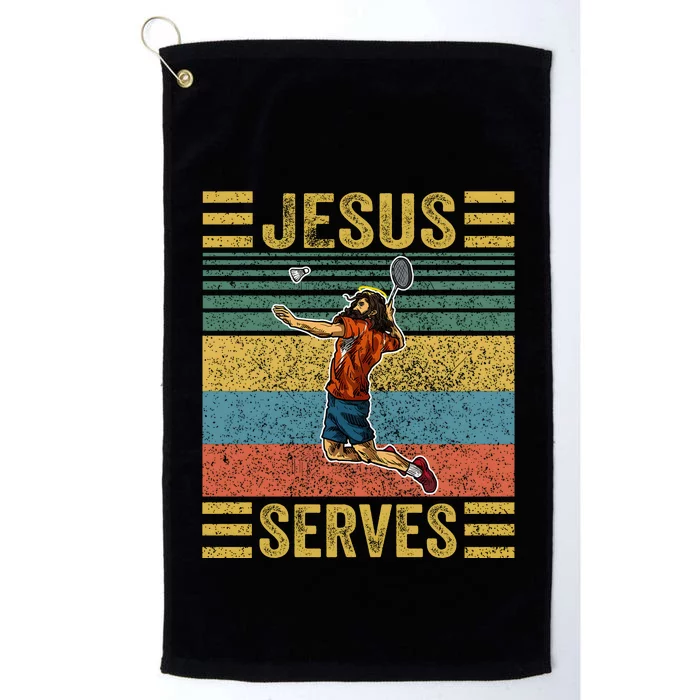 Jesus Serves Badminton Vintage Platinum Collection Golf Towel