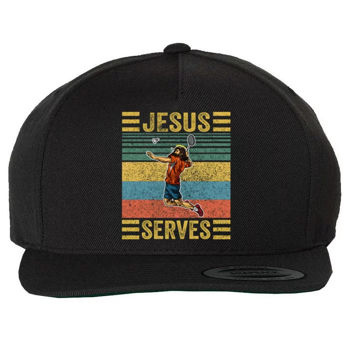 Jesus Serves Badminton Vintage Wool Snapback Cap