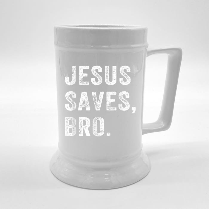 Jesus Saves Bro Vintage Christian Religious Faith Gifts Front & Back Beer Stein