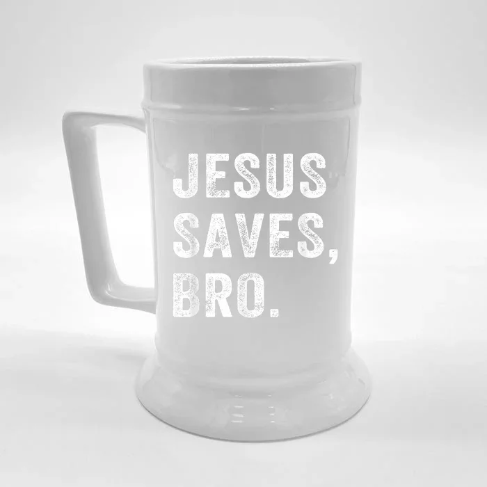 Jesus Saves Bro Vintage Christian Religious Faith Gifts Front & Back Beer Stein