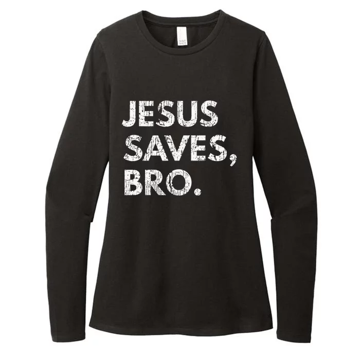 Jesus Saves Bro Vintage Pro Christian Religious Believer Womens CVC Long Sleeve Shirt