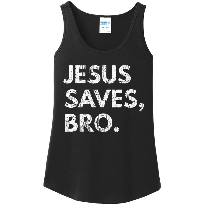 Jesus Saves Bro Vintage Pro Christian Religious Believer Ladies Essential Tank