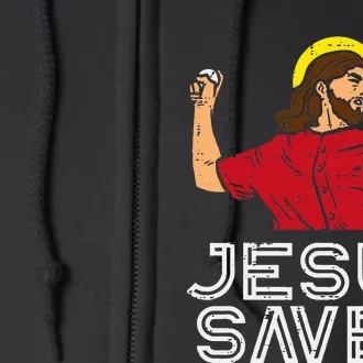 Jesus Saves Baseball God Sports Christian Full Zip Hoodie