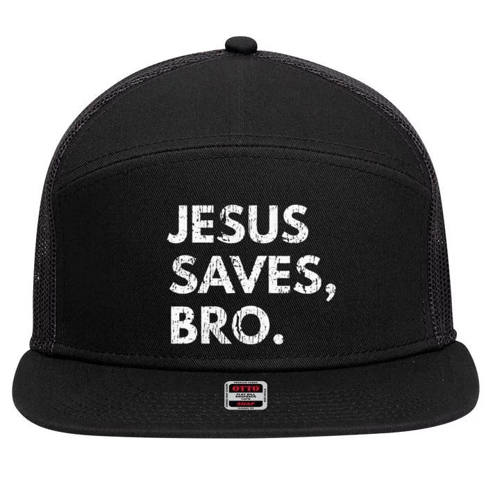 Jesus Saves Bro Vintage Pro Christian Religious Believer 7 Panel Mesh Trucker Snapback Hat