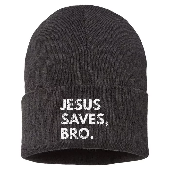 Jesus Saves Bro Vintage Pro Christian Religious Believer Sustainable Knit Beanie