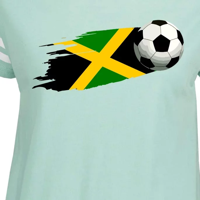 Jamaica Soccer Ball Jamaica Flag Jersey Jamaican Football Enza Ladies Jersey Football T-Shirt