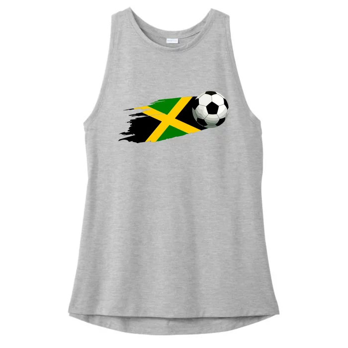 Jamaica Soccer Ball Jamaica Flag Jersey Jamaican Football Ladies Tri-Blend Wicking Tank